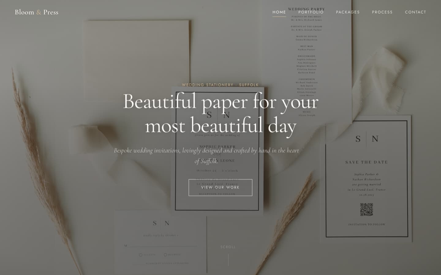 Bloom & Press — bespoke wedding stationery website
