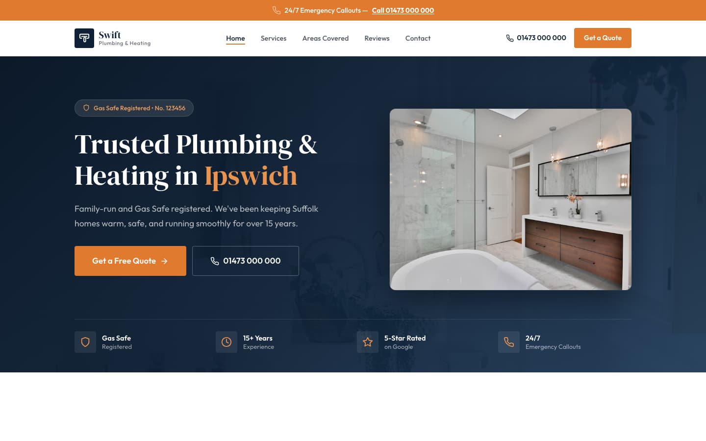 Swift Plumbing — plumbing and heating services website